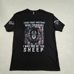USA Flag & Lion "Your First Mistake Was Thinking I Was One Of The Sheep" T-shirt